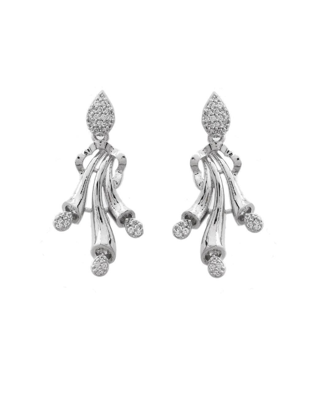 VOJ Silver Plated Ad Stone Studded Designer Necklace With Earrings Set