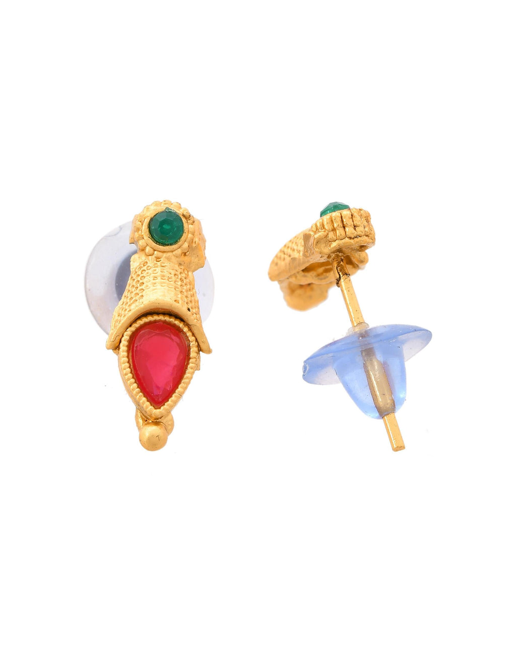 VOJ Gold-Polished Teardrop Shaped Designed Necklace With Earrings Set