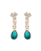 VOJ Silver Plated Green Stone Studded Necklace And Earrings Set