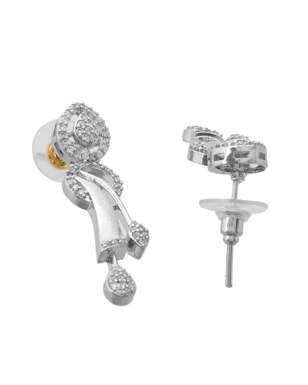 VOJ Silver Toned Stylish Ad- Studded Jewellery Set
