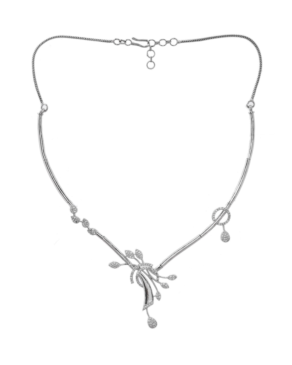 VOJ Silver Toned Stylish Ad- Studded Jewellery Set