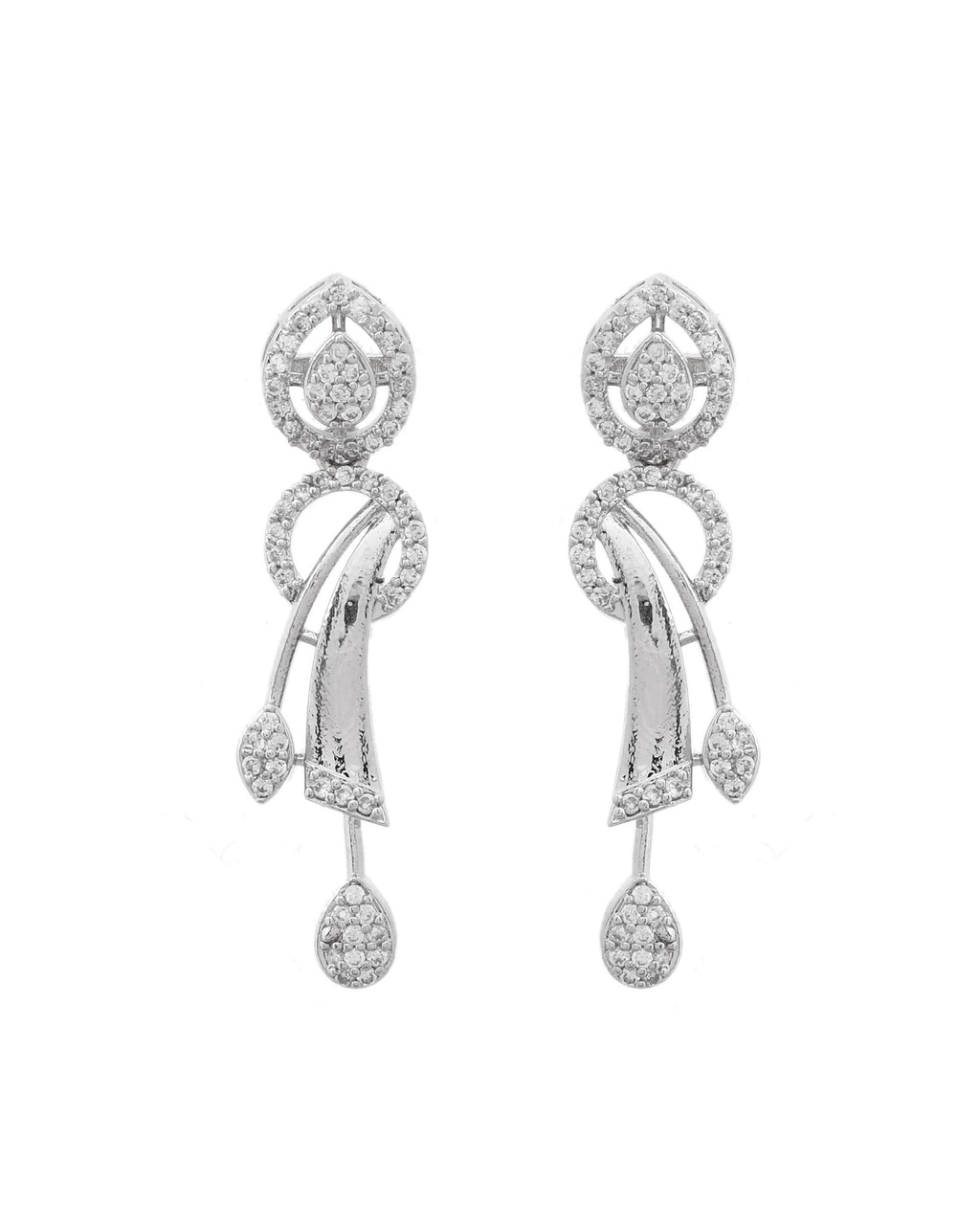 VOJ Silver Toned Stylish Ad- Studded Jewellery Set