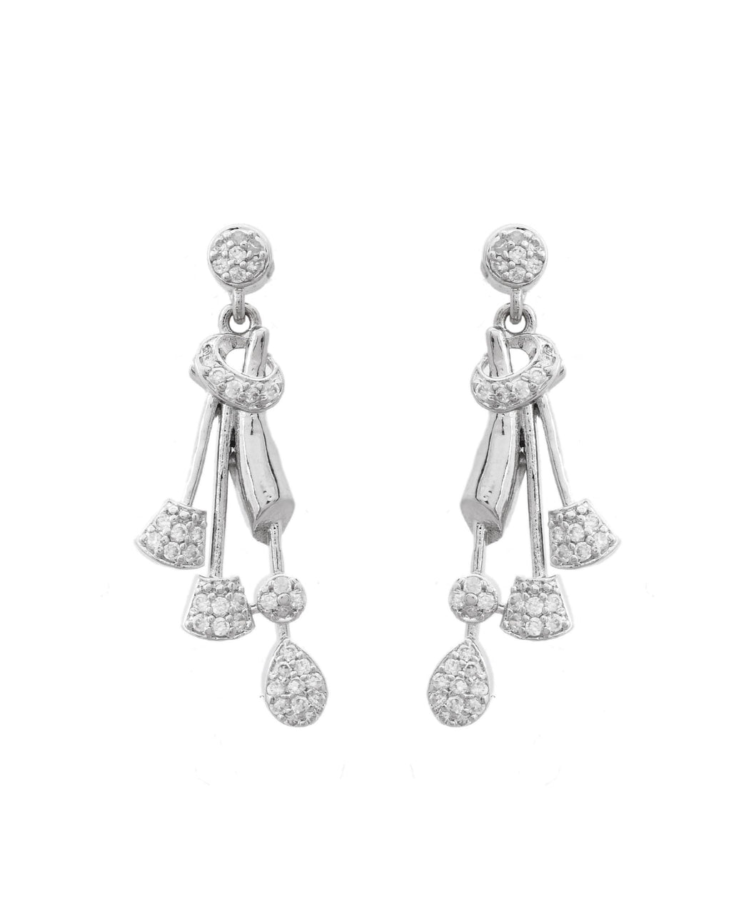 VOJ Silver Plated Ad Stone Studded Designer Necklace With Earrings Set