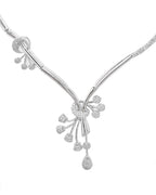 VOJ Silver Plated Ad Stone Studded Designer Necklace With Earrings Set