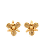 VOJ Gold-Polished Round Designed Necklace With Earrings Set