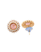 VOJ Gold-Polished Pink Stone Studded Chain Set
