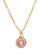 VOJ Gold-Polished Pink Stone Studded Chain Set