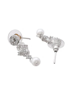 VOJ Silver Plated Ad Stone Studded Geometrical Shaped Necklace And Earrings Set