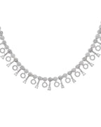 VOJ Silver Plated Ad Stone Studded Geometrical Shaped Necklace And Earrings Set