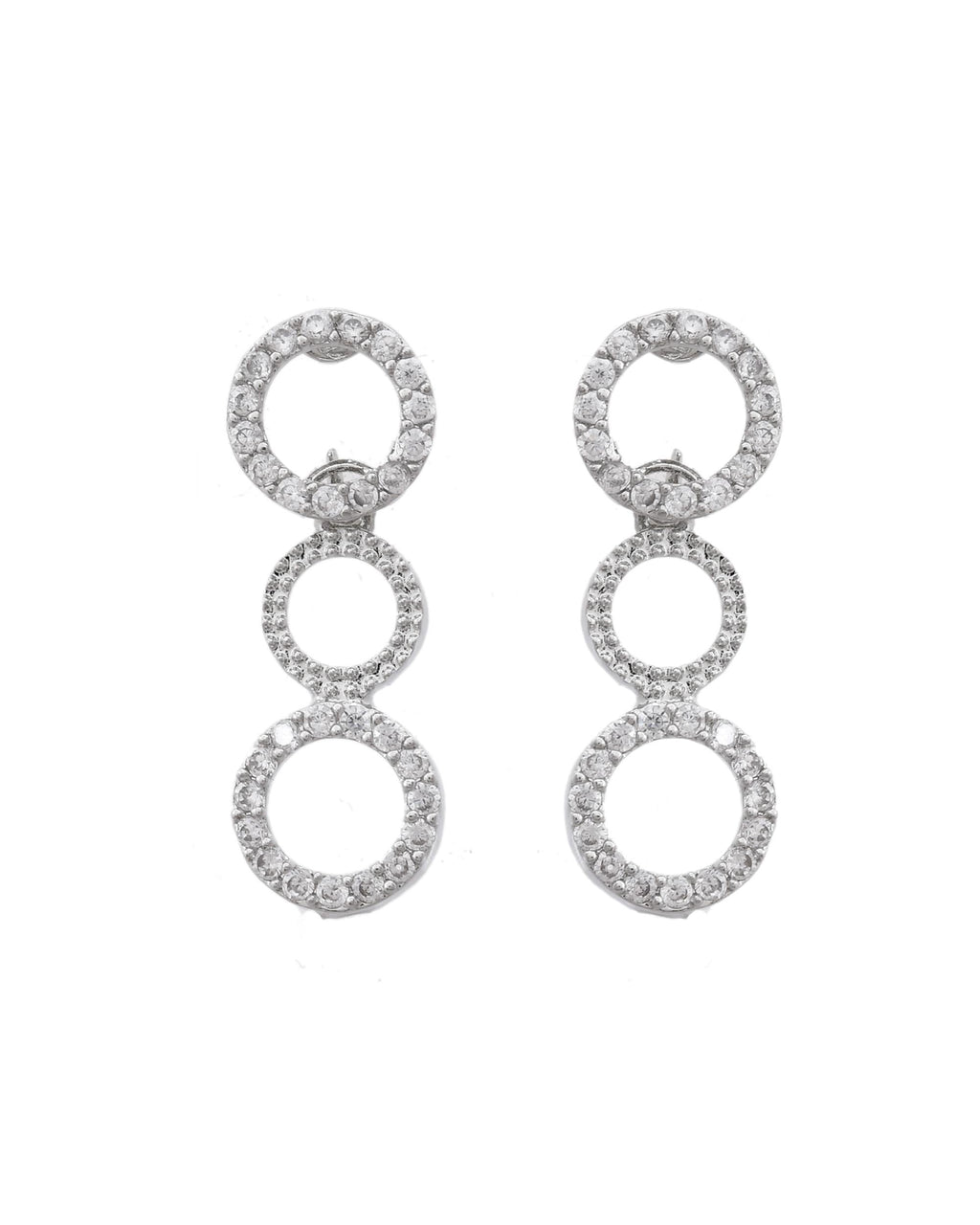 VOJ Silver Plated Ad Stone Studded Round Shaped Necklace And Earrings Set