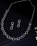 VOJ Silver Plated Ad Stone Studded Round Shaped Necklace And Earrings Set