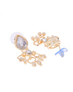 VOJ Gold-Polished Multi Layered Pearl Choker With Earrings Set