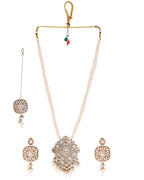VOJ Gold-Polished Kundan Stone Studded Long Jewellery Set
