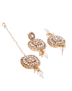 VOJ Gold-Polished Kundan Stone Studded Long Jewellery Set