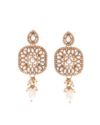 VOJ Gold-Polished Kundan Stone Studded Long Jewellery Set
