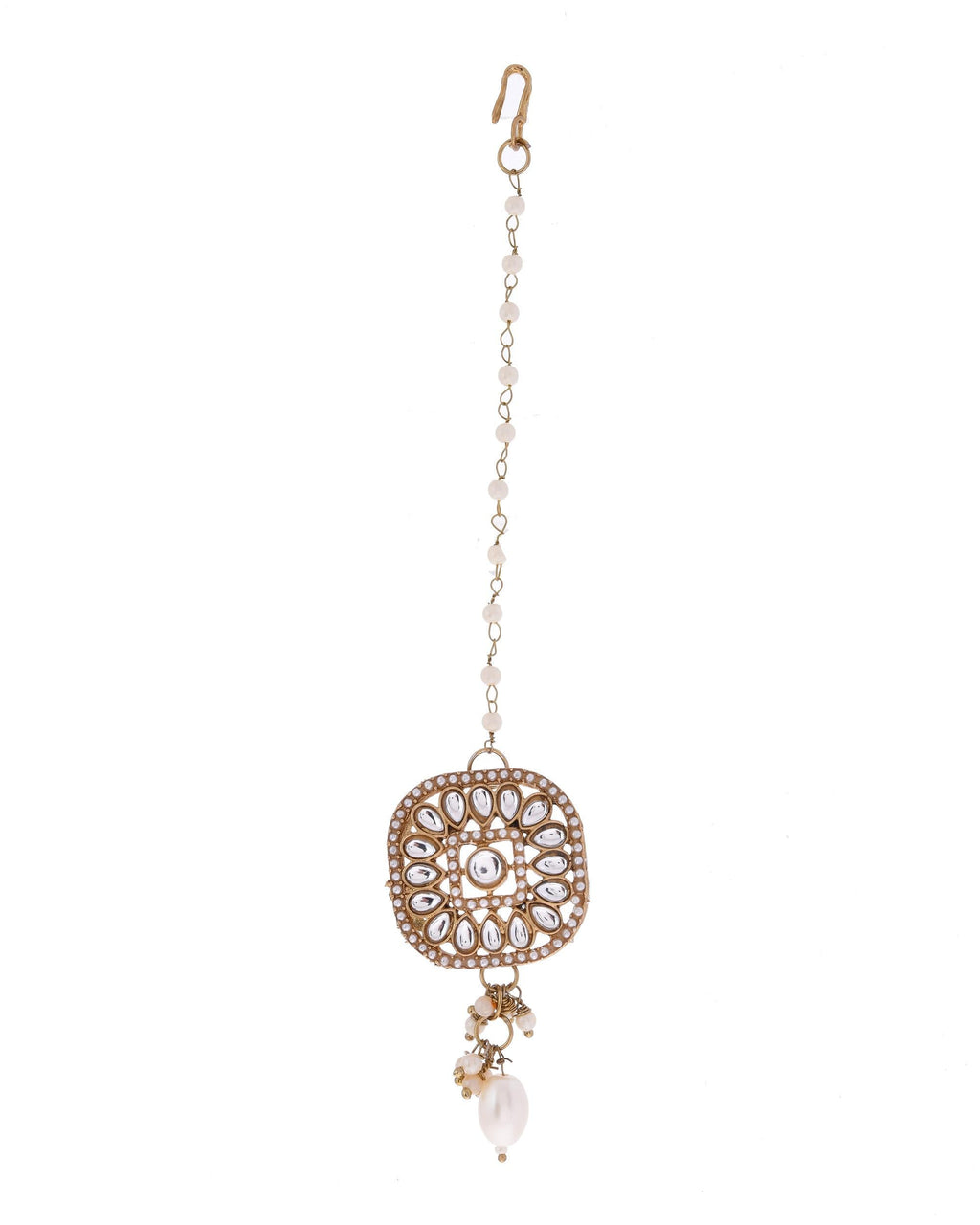 VOJ Gold-Polished Kundan Stone Studded Long Jewellery Set