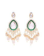 VOJ Gold-Polished White Kundan Stone Studded Choker With Earrings And Maang Tikka Set