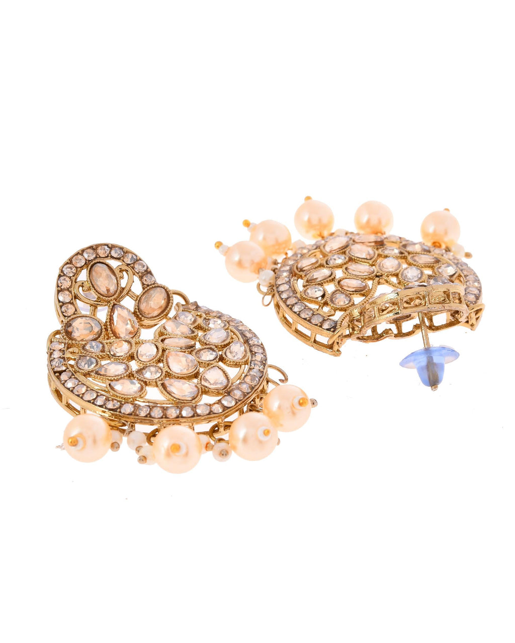VOJ Gold-Polished Stone Studded Designer Choker With Earrings And Maang Tikka Set