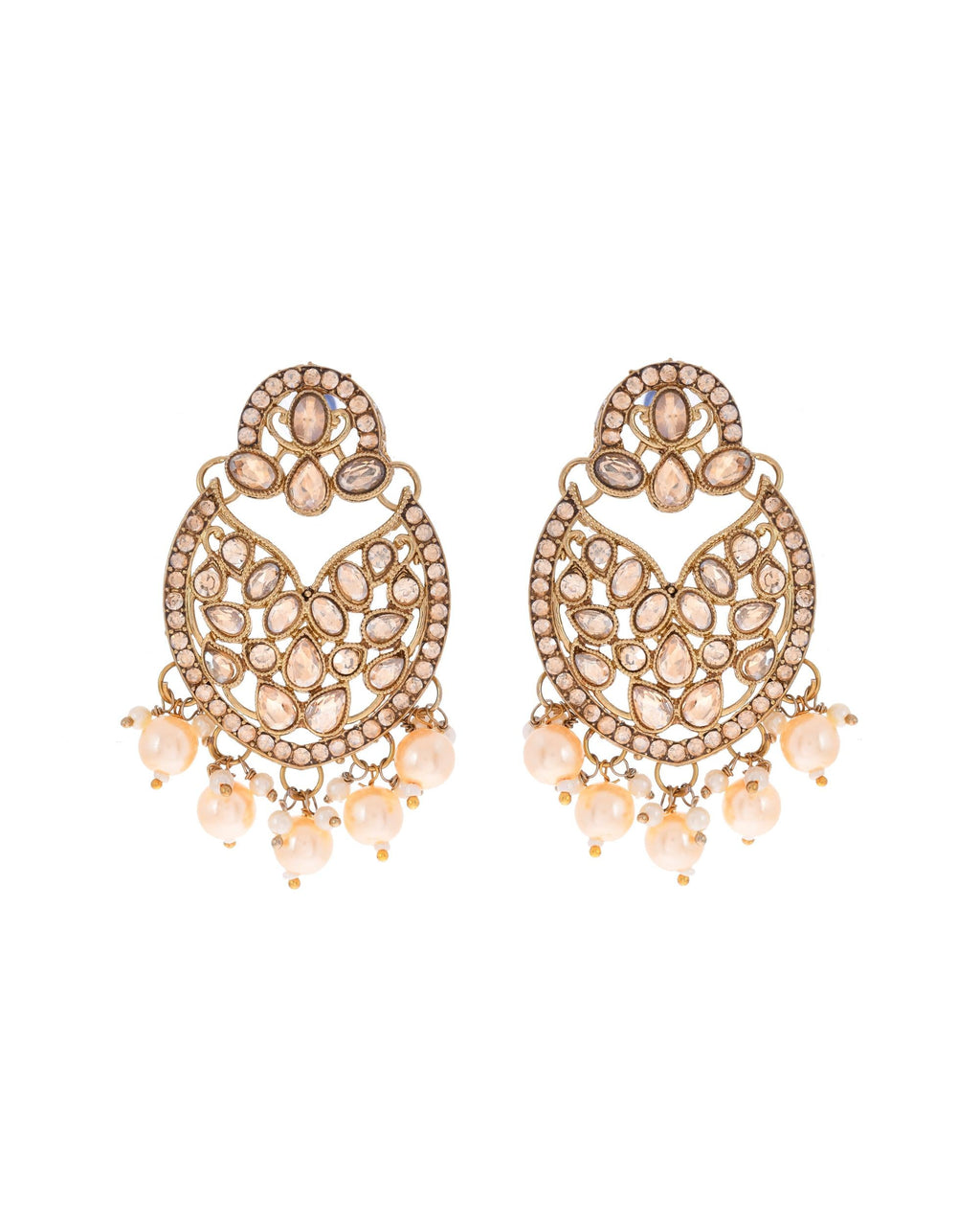 VOJ Gold-Polished Stone Studded Designer Choker With Earrings And Maang Tikka Set