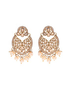VOJ Gold-Polished Stone Studded Designer Choker With Earrings And Maang Tikka Set