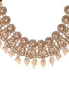 VOJ Gold-Polished Stone Studded Designer Choker With Earrings And Maang Tikka Set