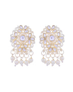 VOJ Kundan with Pearl Studded Choker Necklace With Earrings Set