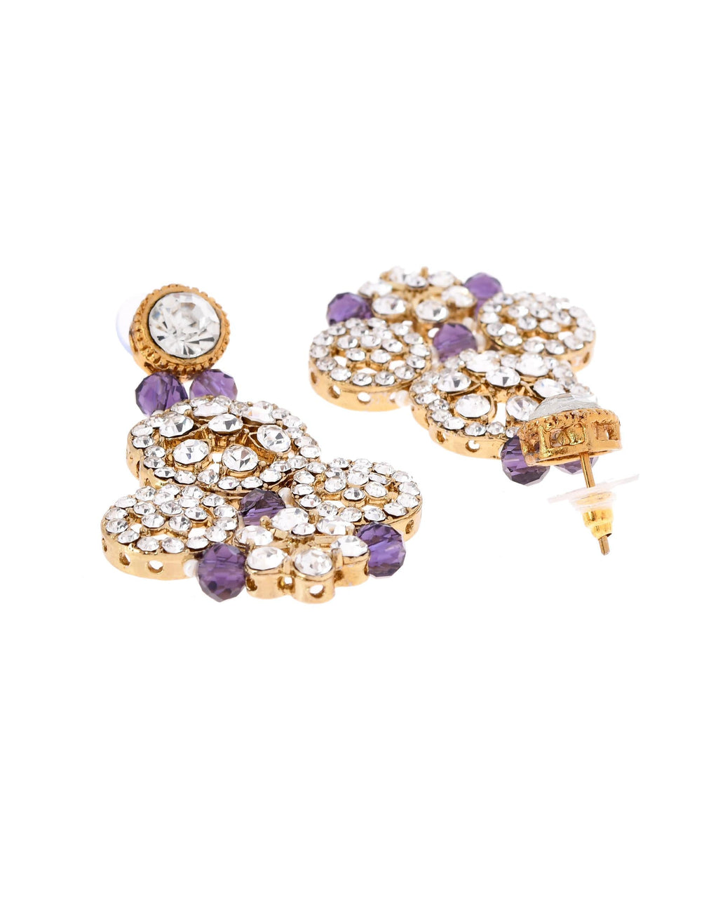 VOJ Purple Beaded With Stone Studded Long Jewellery Set