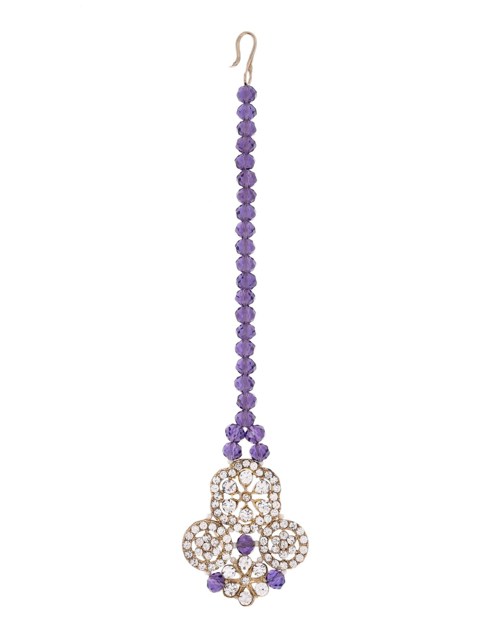 VOJ Purple Beaded With Stone Studded Long Jewellery Set