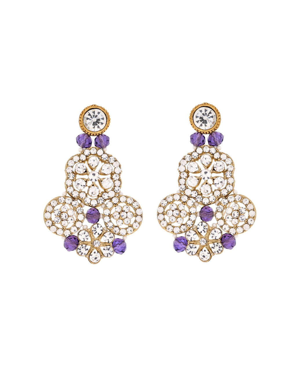VOJ Purple Beaded With Stone Studded Long Jewellery Set