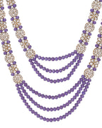 VOJ Purple Beaded With Stone Studded Long Jewellery Set
