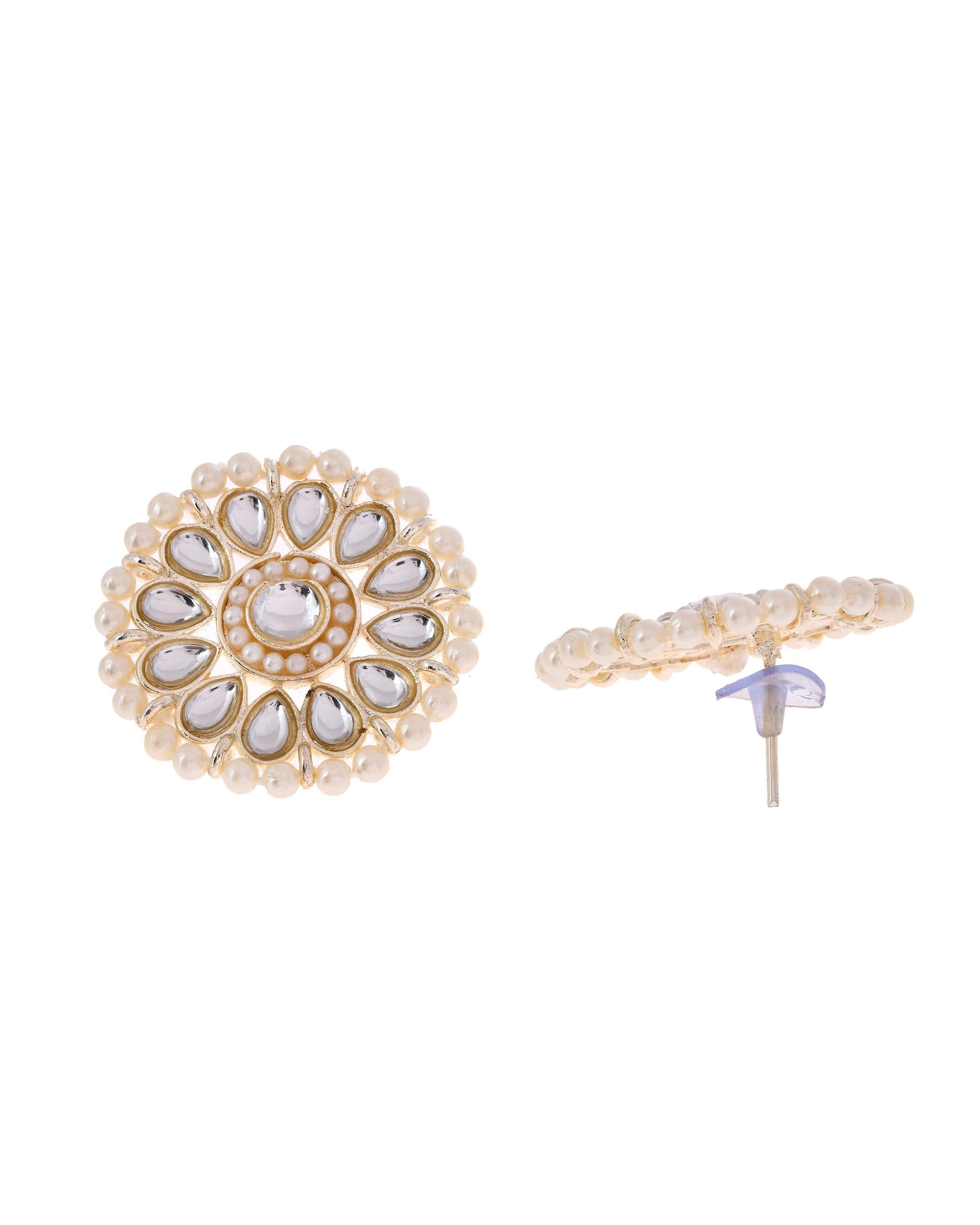 VOJ Gold-Polished Kundan Studded Choker Jewellery Set