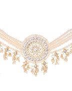 VOJ Gold-Polished Kundan Studded Choker Jewellery Set