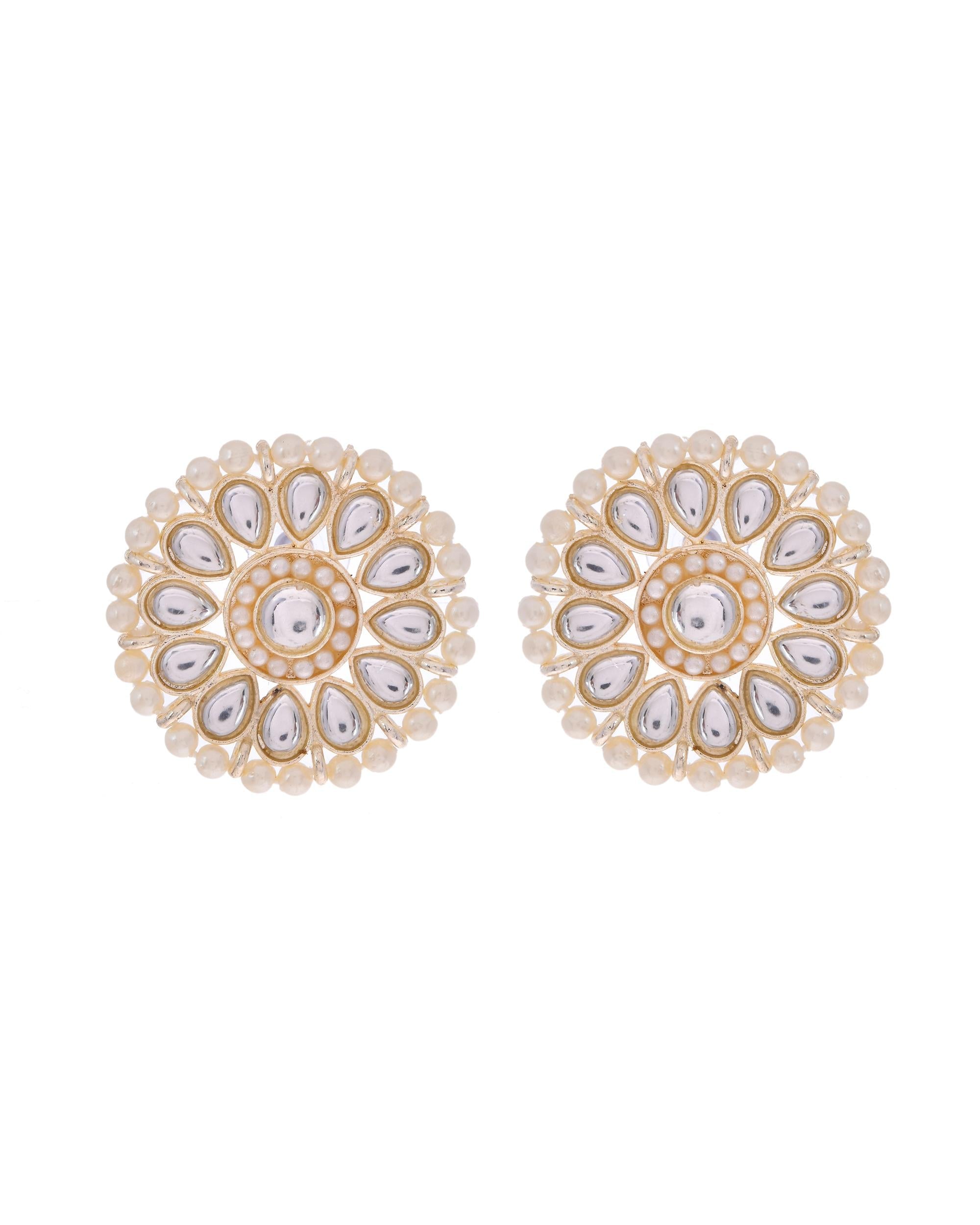 VOJ Gold-Polished Kundan Studded Choker Jewellery Set