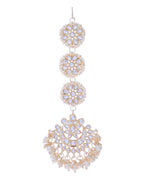 VOJ Gold-Polished Kundan Studded Earrings with Maang Tikka - Distacart