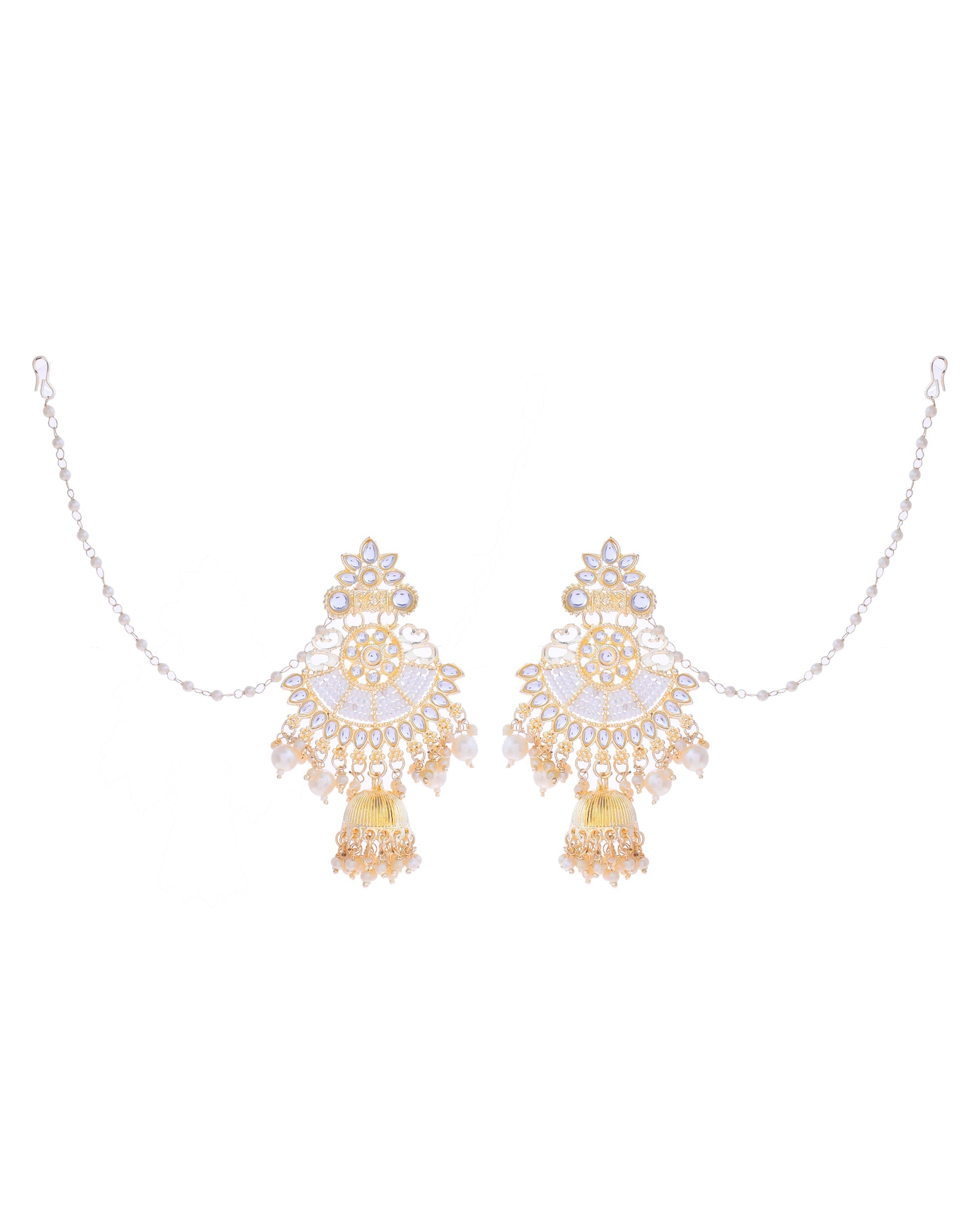 VOJ Gold-Polished Kundan Studded Earrings with Maang Tikka - Distacart