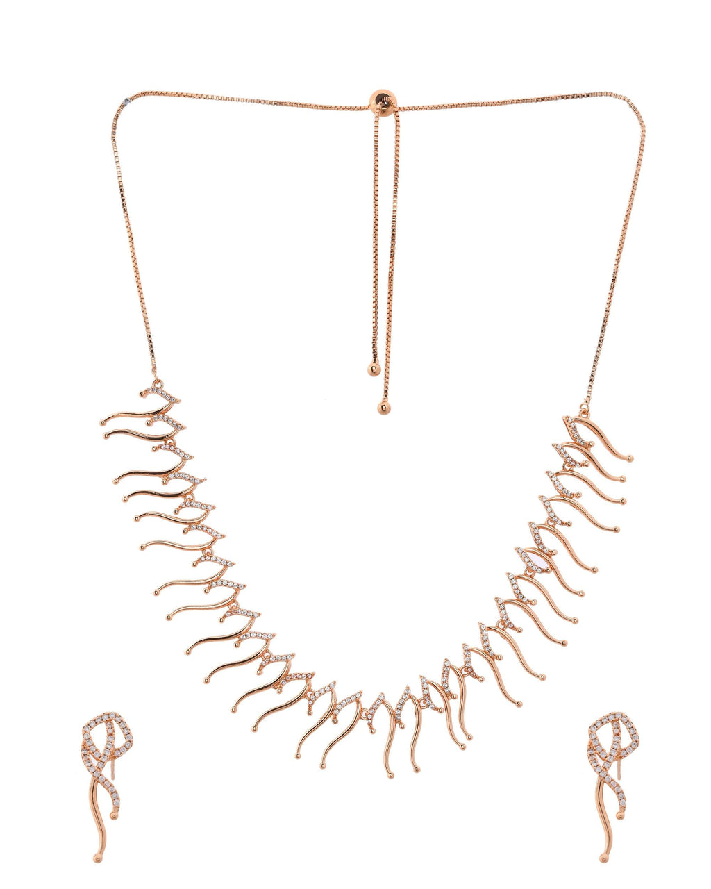 VOJ Ad Stone Studded Designer Gold-Polished Jewellery Set