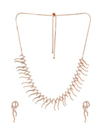 VOJ Ad Stone Studded Designer Gold-Polished Jewellery Set