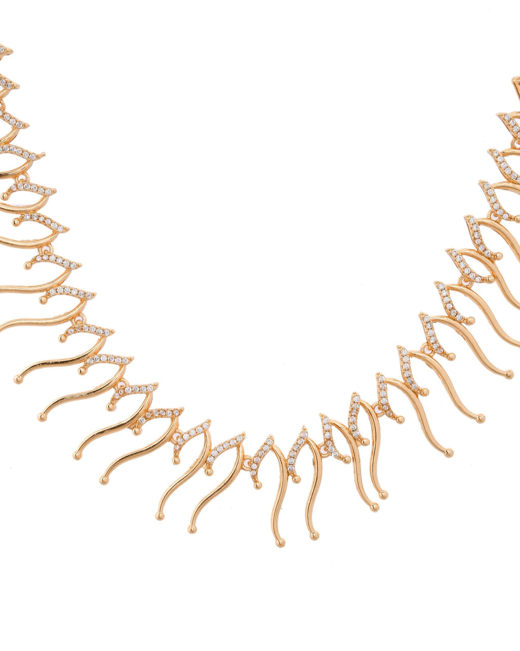VOJ Ad Stone Studded Designer Gold-Polished Jewellery Set