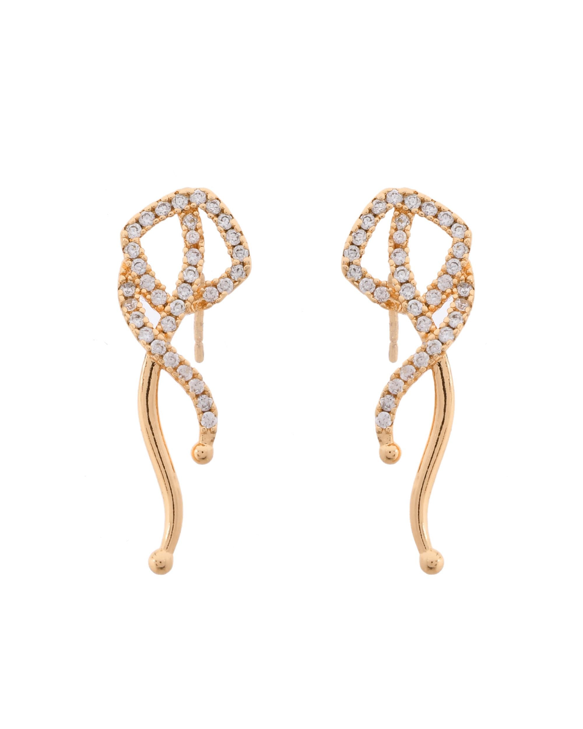VOJ Ad Stone Studded Designer Gold-Polished Jewellery Set