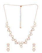 VOJ Ad Stone Studded Heart Shaped Designer Gold-Polished Jewellery Set