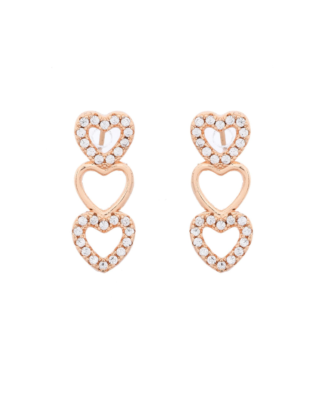 VOJ Ad Stone Studded Heart Shaped Designer Gold-Polished Jewellery Set