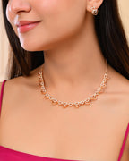 VOJ Gold-Polished Ad Stone Studded Heart Shaped Jewellery Set