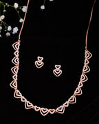 VOJ Gold-Polished Ad Stone Studded Heart Shaped Jewellery Set