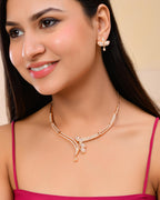 VOJ Gold-Polished Designer Ad Studded Jewellery Set
