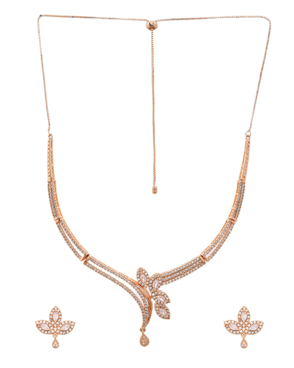 VOJ Gold-Polished Designer Ad Studded Jewellery Set