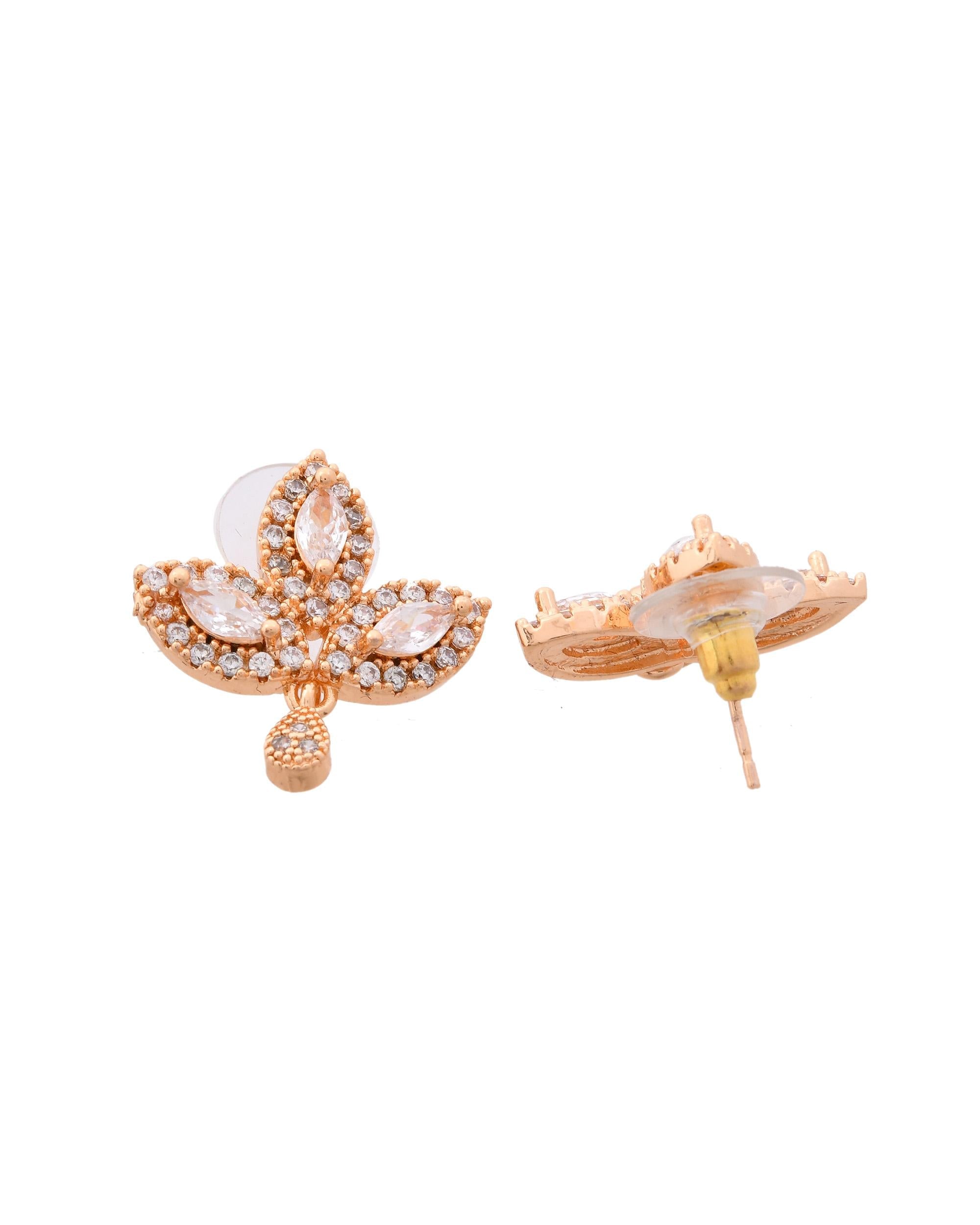 VOJ Gold-Polished Designer Ad Studded Jewellery Set