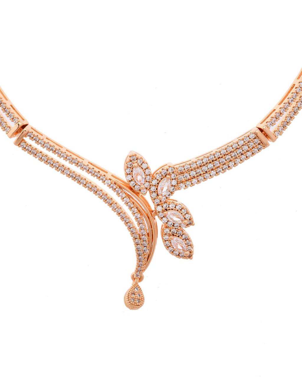 VOJ Gold-Polished Designer Ad Studded Jewellery Set