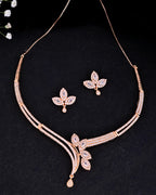 VOJ Gold-Polished Designer Ad Studded Jewellery Set