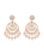 VOJ Gold-Polished Kundan And Pearl Studded Circular Earrings - Distacart