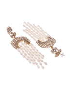 VOJ Kundan Studded White Pearl Long Drop Earrings - Distacart